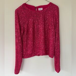 Le Lis Vibrant Pink Sequin Blouse
